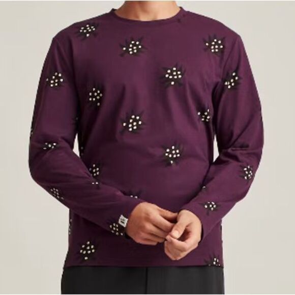 Bonobos Fielder Mens Purple Long Sleeve Limited Edition Cotton Graphic Tee Sz L - Picture 6 of 7